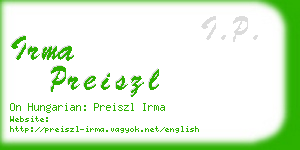 irma preiszl business card